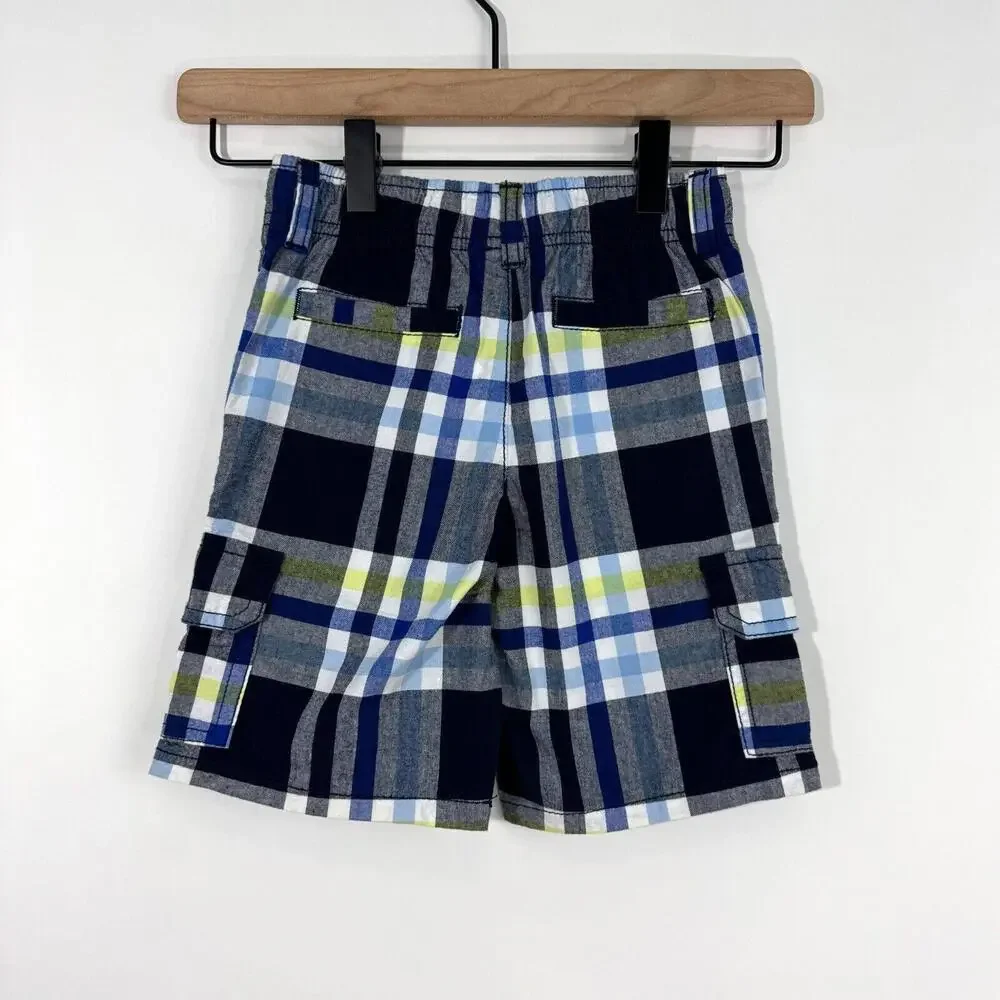 Gymboree Toddler Boy’s Size 4T Blue Plaid Print Casual 100% Cotton Shorts New - Picture 6 of 6